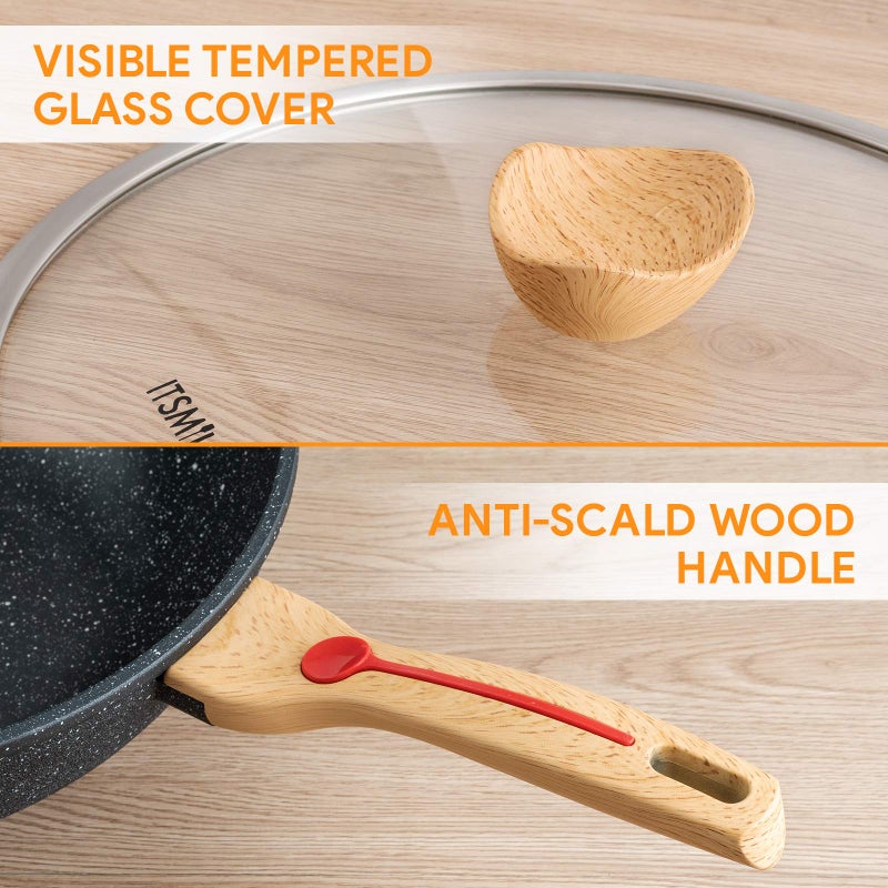 ITSMILLERS Nonstick Wok Aluminium Die-casting Chinese Wok, Scratch Resistant With Lid and Spatula, PFOA-Free, Dishwasher Safe & Induction Bottom,12 Inch,6L,Large Capacity - Image 3